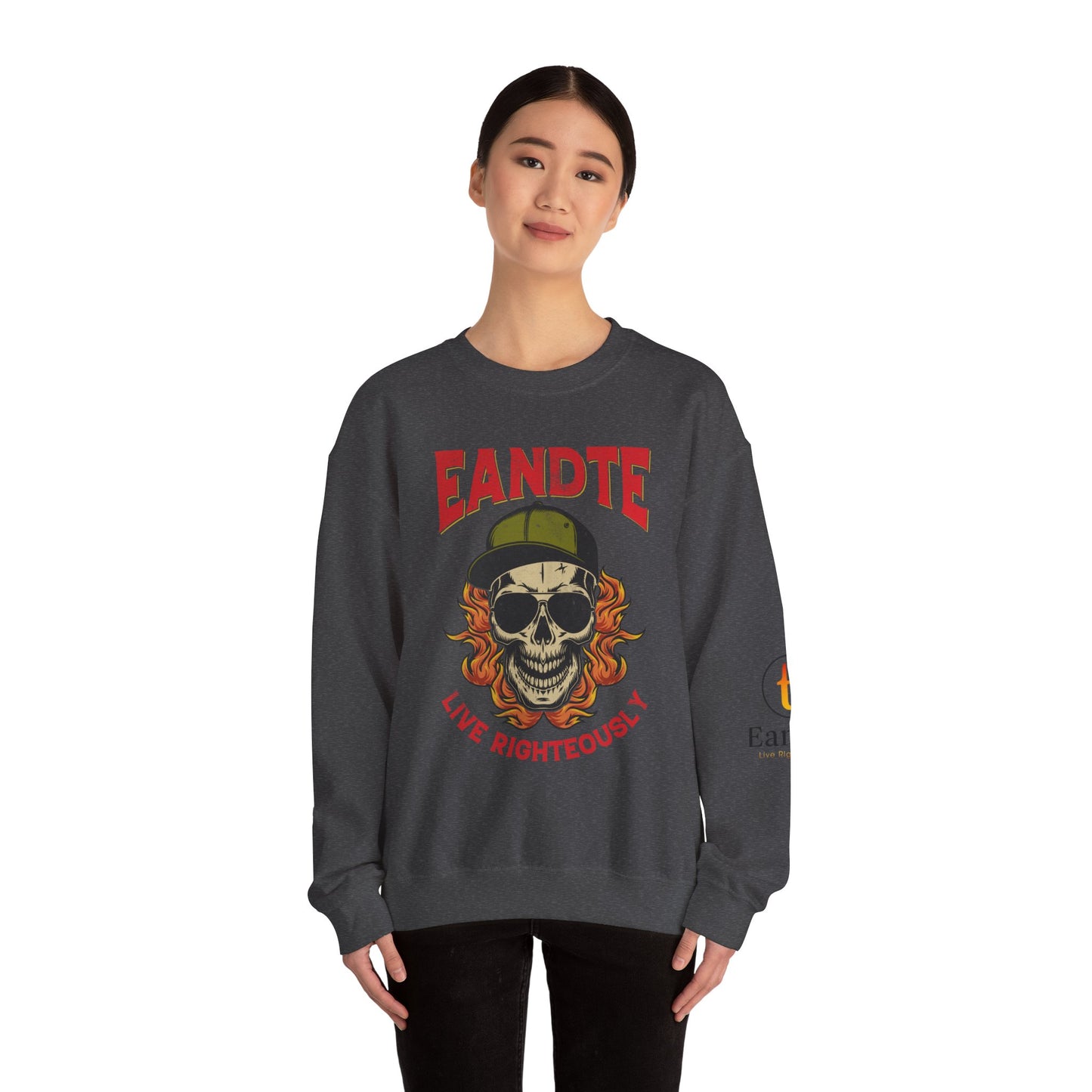 Copy of Skull Graphic Sweatshirt - Live Righteously Crewneck, Unisex Pullover, Casual Streetwear, Gift for Hip Hop Fans, Everyday Comfort