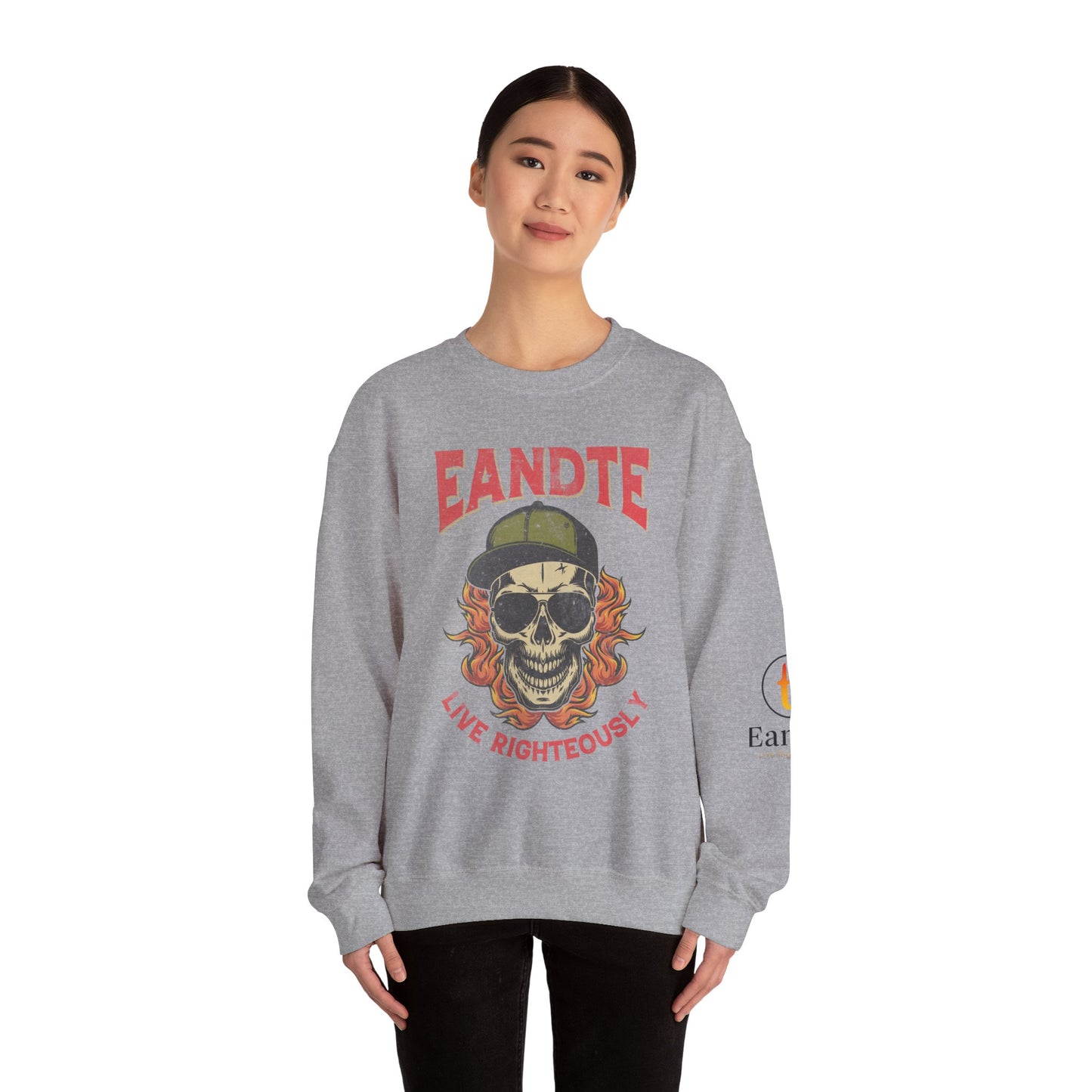 Copy of Skull Graphic Sweatshirt - Live Righteously Crewneck, Unisex Pullover, Casual Streetwear, Gift for Hip Hop Fans, Everyday Comfort