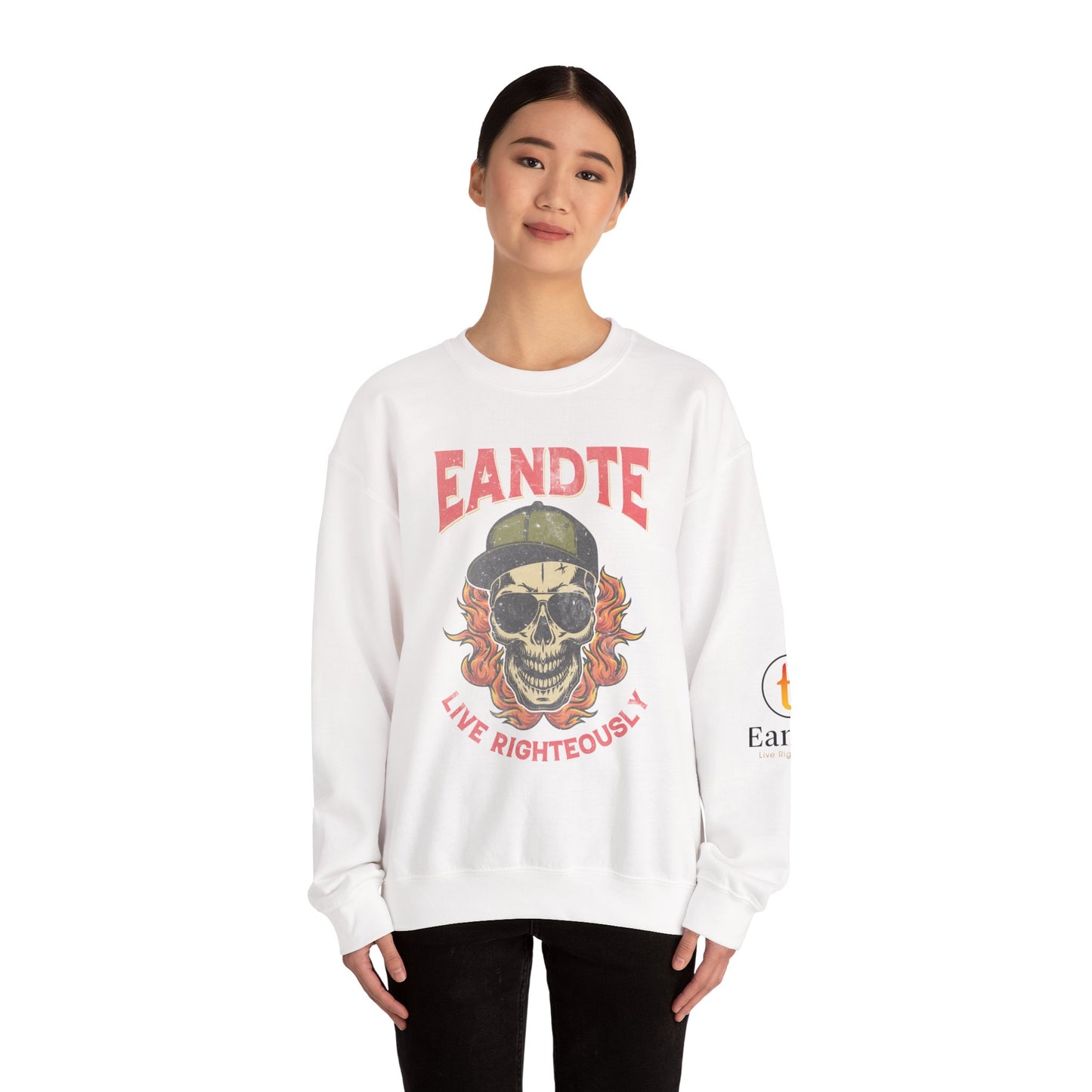 Copy of Skull Graphic Sweatshirt - Live Righteously Crewneck, Unisex Pullover, Casual Streetwear, Gift for Hip Hop Fans, Everyday Comfort