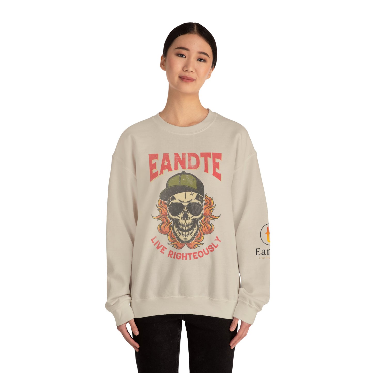 Copy of Skull Graphic Sweatshirt - Live Righteously Crewneck, Unisex Pullover, Casual Streetwear, Gift for Hip Hop Fans, Everyday Comfort